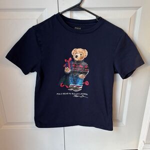 Ralph Lauren Polo Bear Holiday fair isle sweater preppy boys tee kids 10/12 EUC